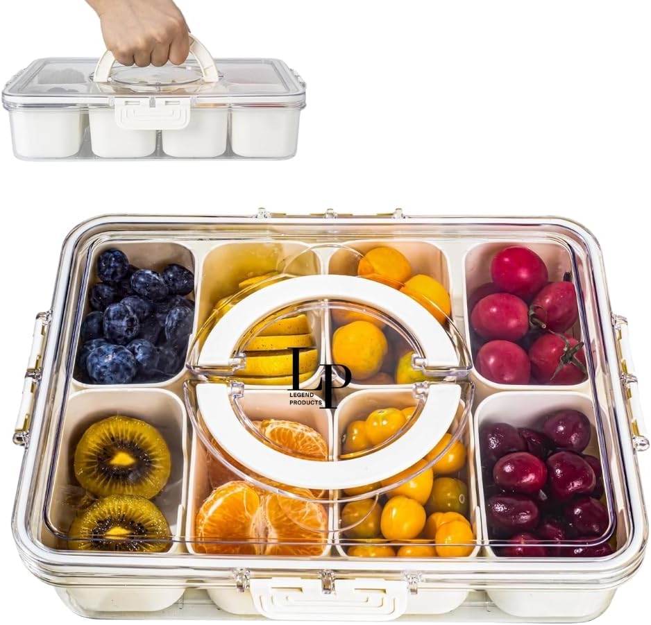 Divided Serving Tray with Lid and Handle