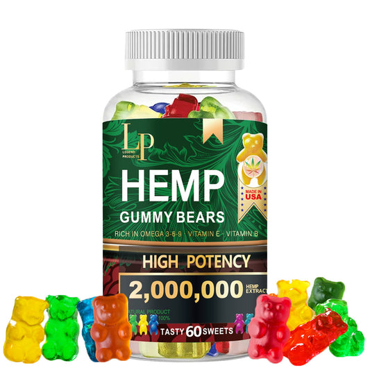 Legend - Hemp Gummies 2,000,000mg High Potency Natural Hemp Oil Infused Gummies for Restful Sleep, Calm, Inflammation – Fruity Flavors Organic Hemp Extract Gummies (60 Gummies)